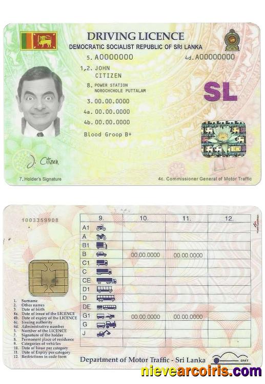 Sri Lanka driving license